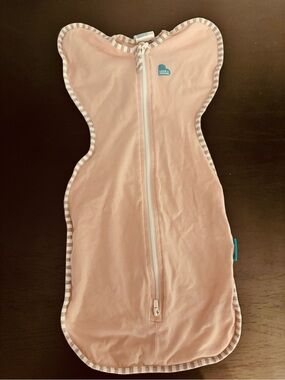 Love to dream Pink Zip-Up Swaddle Sleep Sack with Striped Trim